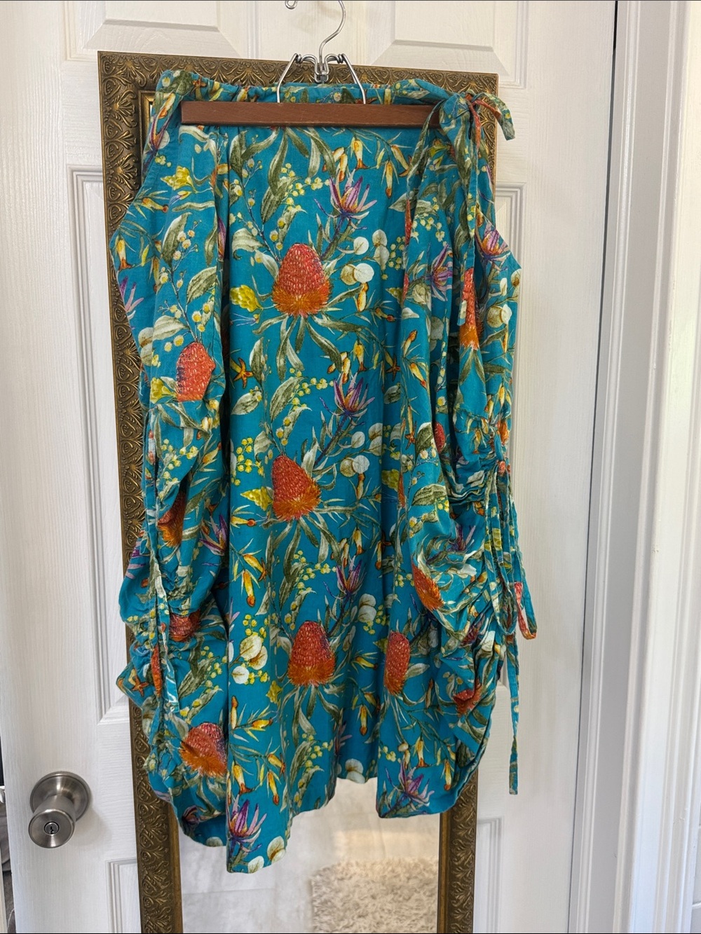 ASHA Floral Teal High-Low Skirt